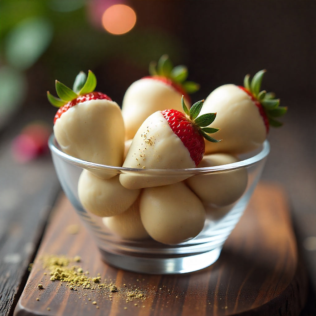 FRUTILLAS CON CHOCOLATE BLANCO + MATCHA