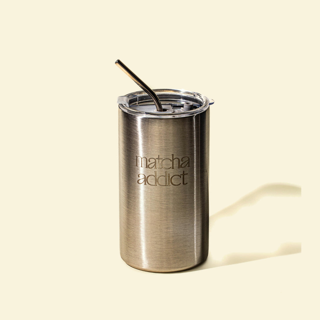 Tumbler de acero inoxidable de 600 ml de Matcha Addict con bombilla y tapa